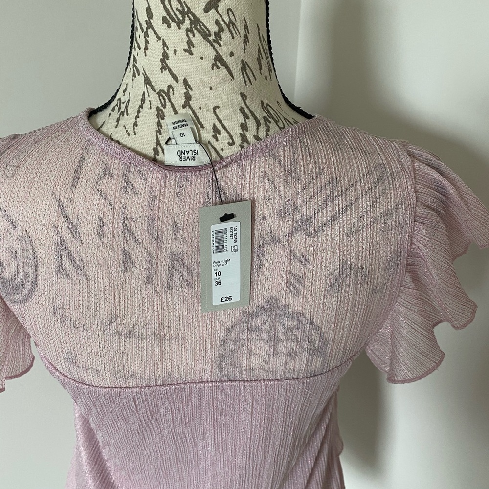 NWT ASOS Blush Ruffle Dressy Top - Picture 4 of 6
